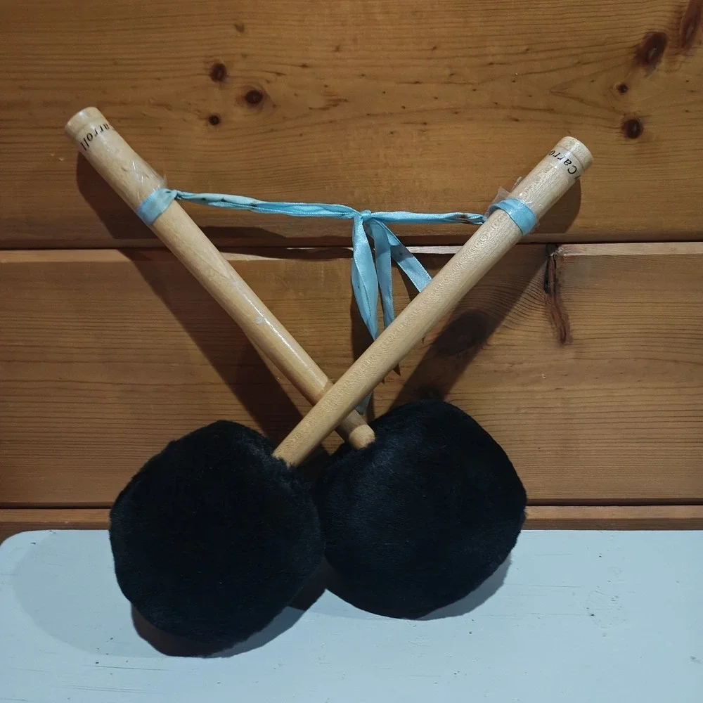 Set of 2 Unbranded Plush Bass Drum Mallets Black B2